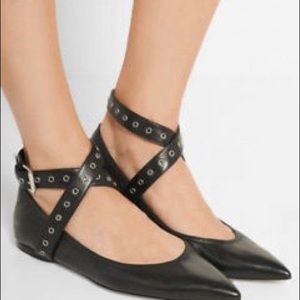 Valentino Garavani Black love-latch ballerina flats size 39 1/2